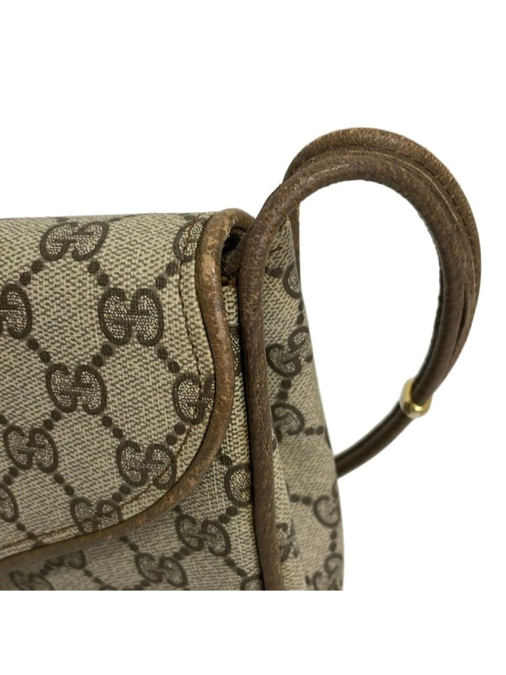 ★SOLD★ Gucci Shoulder Bag Vintage Beige Dark Brown Leather - Picture 14 of 14